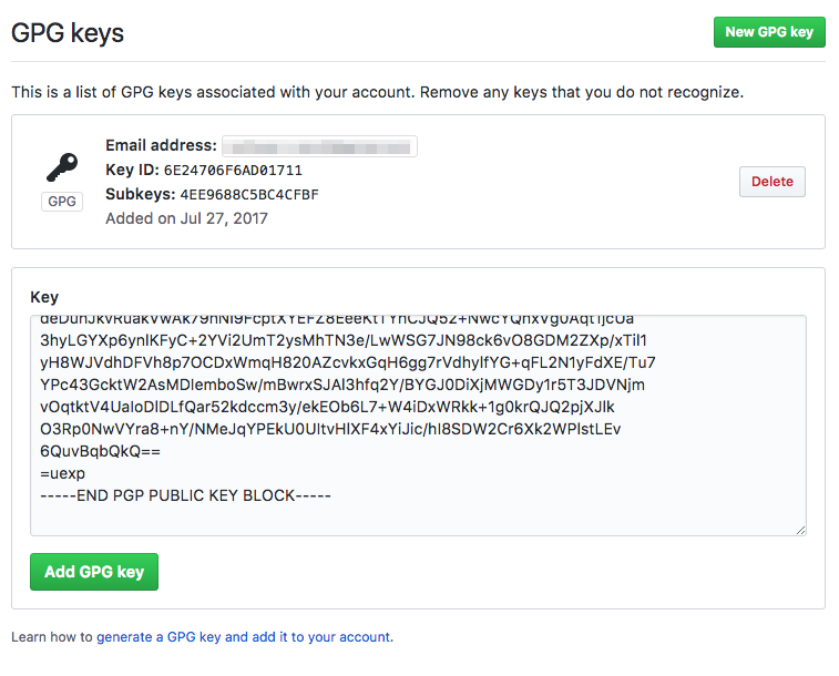 Gitub GPG Keys